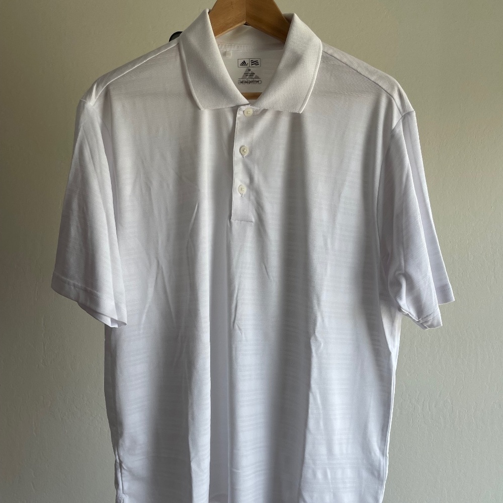 Men's Adidas Golf Textured White Golf Shirt, Size L